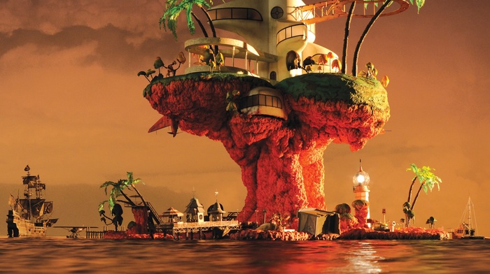 album covers, Plastic Beach, Gorillaz, Jamie Hewlett