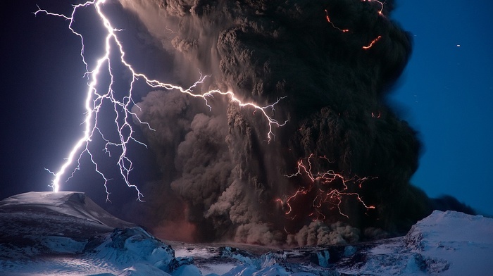 ash, volcano, lightning, National Geographic