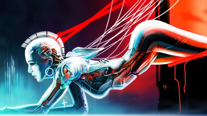 concept art, artwork, robot, girl, fantasy art, cyborg