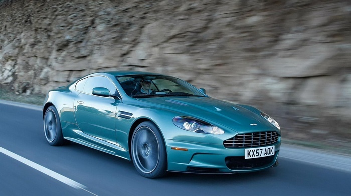Aston Martin, cars, turquoise, road