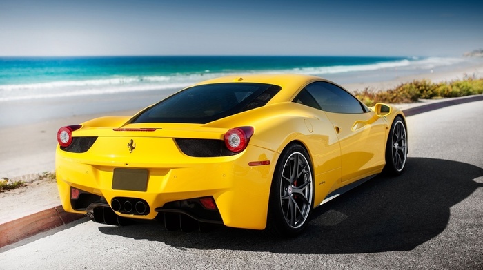 ferrari, beach, cars