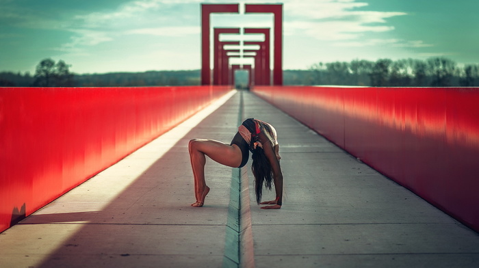 posing, bridge, sports, girl