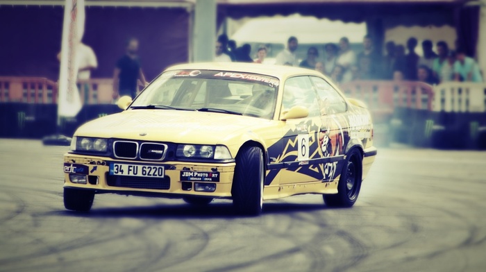 drift, old car, BMW, car, BMW E36, racing