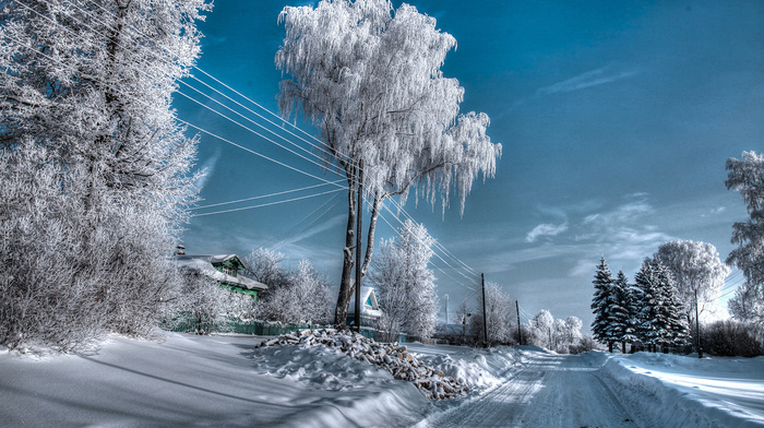 winter, road, snow