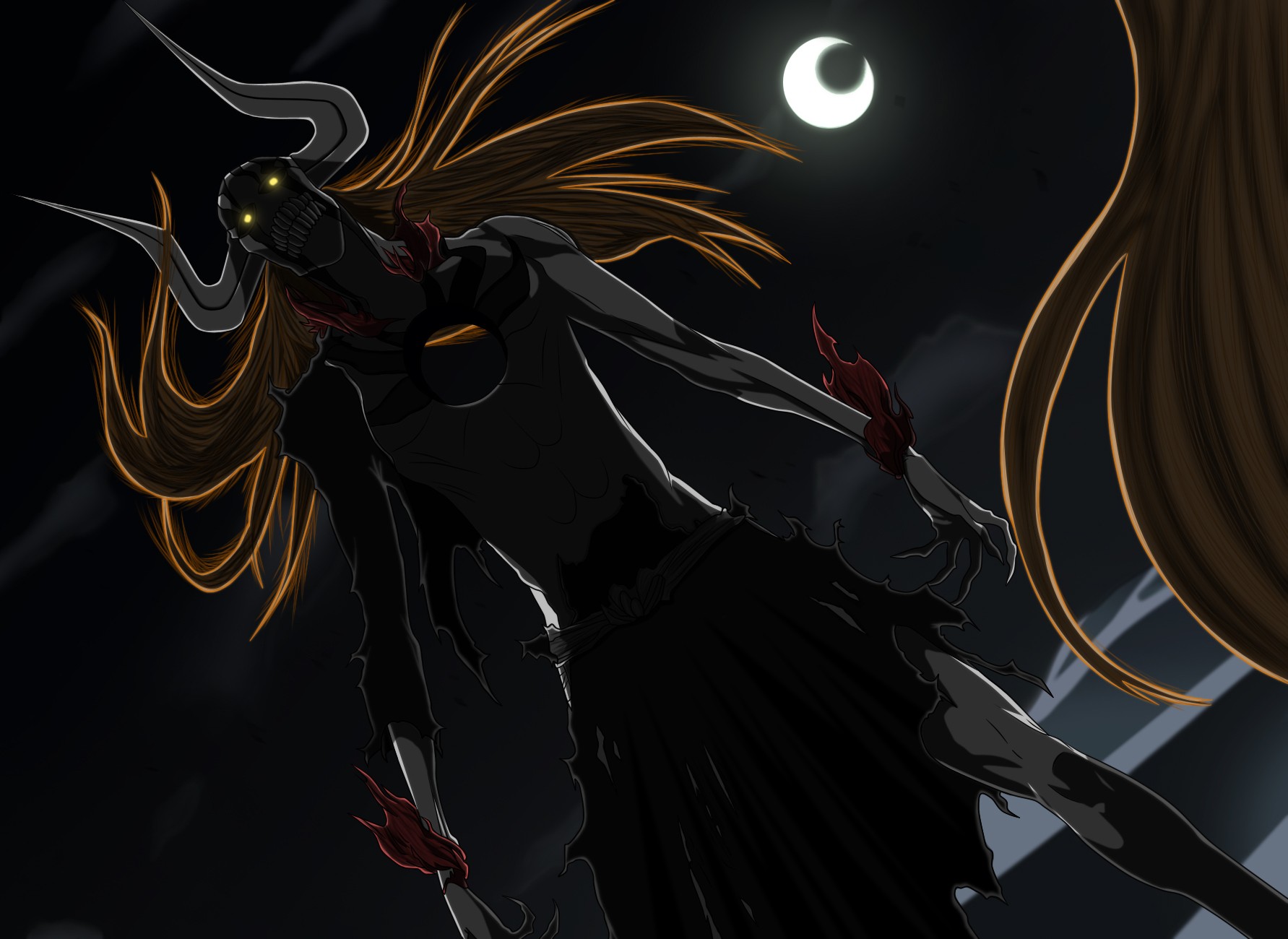 crescent moon, Vasto Lorde, glowing eyes, Hollow, Bleach, Kurosaki Ichigo -  wallpaper #99884 (1783x1300px) on