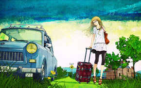 trees, anime, summer