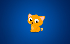 cat, yellow, blue, background, animals