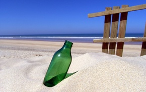 beach, bottle, sand, summer