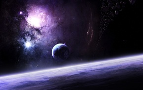 space, planet, stars