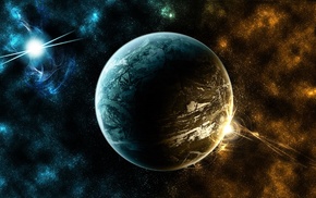space, stars, planet