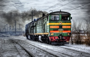 winter, railway, HDR