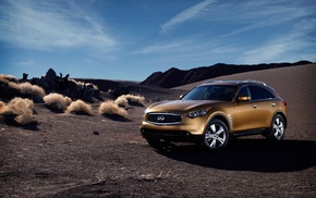 cars, rocks, sky, desert