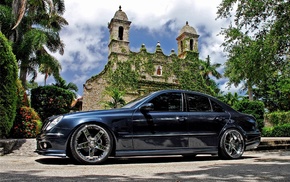 Mercedes-Benz, cars, black, church