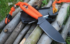 knife, gun, orange, black