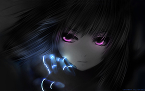 girl, black, eyes, pink, anime