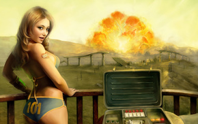 explosion, video games, girl