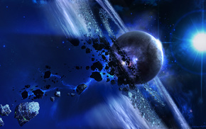 space, planet, stars