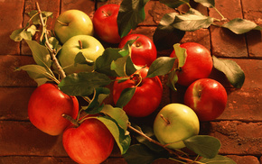 delicious, leaves, apples