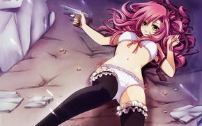 thigh-highs, gun, girl, anime, pistol