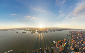 New York City, clouds, sky, cities, Sun