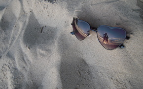 sea, love, sand, glasses