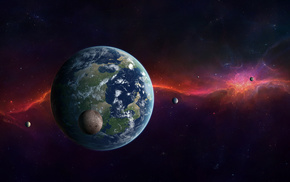 space, planet, stars
