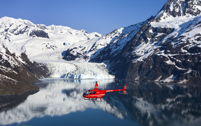 helicopter, snow, mountain, aircraft, sea