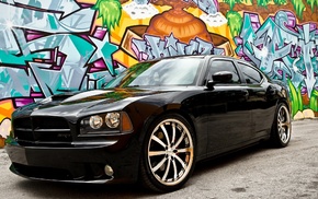 graffiti, Dodge, wheels, cars