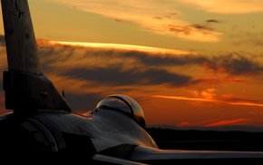 sunset, cabin, jet fighter, aircraft, beautiful