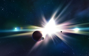 space, planet, stars
