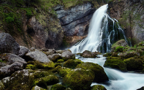 waterfall, stones, wallpaper, animals