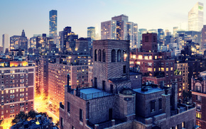 New York City, cities, lights