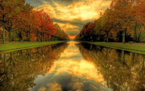 park, autumn, water, nature