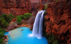 nature, mountain, waterfall