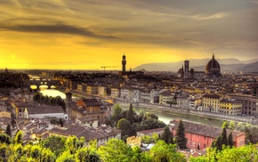 sunset, cities, Italy