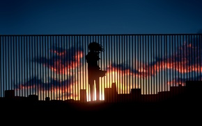 anime, sunset