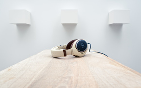 table, wall, headphones