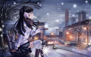 Gokou Ruri, street, girl, snow, anime