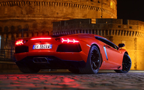 red, aventador, Lamborghini, cars