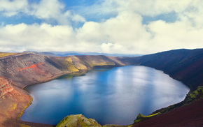 lake, sky, volcano, Iceland, nature