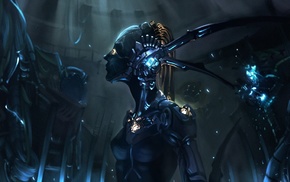 cyborg, robot, artwork, futuristic, girl, digital art