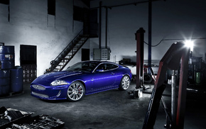 garage, cars, blue