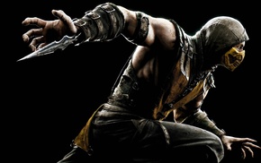 Scorpion character, spear, video games, Mortal Kombat, Mortal Kombat X