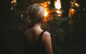 black dress, girl, blonde