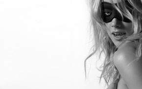 face, Amber Heard, monochrome, blonde, blue eyes, side view