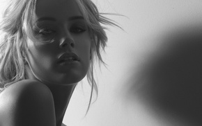 girl, monochrome, Amber Heard