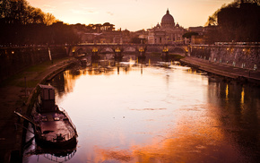 cities, sunset, Italy