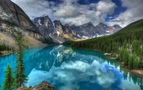 landscape, nature, trees, lake, mountain