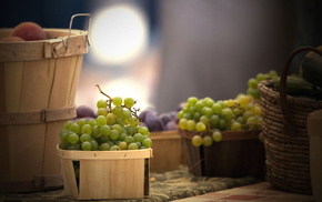 grapes, basket, delicious, food