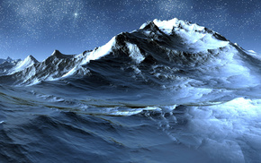 3D, stars, rocks, landscape, snow